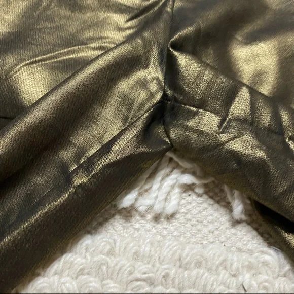 NO OFFERS LPA metallic gold Lurex Pant 664 wide leg crop pants S - Picture 5 of 13